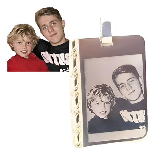 Foto Medalla Plata 925 Oro Personalizada 15x21mm Rectangular