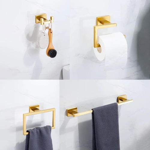 Elegante Organizador De Baño Para Toallero Dorado