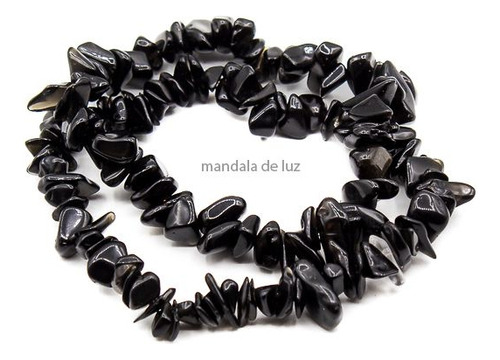 Pulseira Cascalho Obsidiana Negra Elástico Cristais Pedras Comprimento 21 Cm Diâmetro 7 Cm