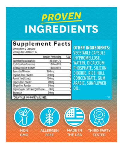 Zenwise Zen Detox Limpieza Intestinal 15 Dias 30 Caps Sfn