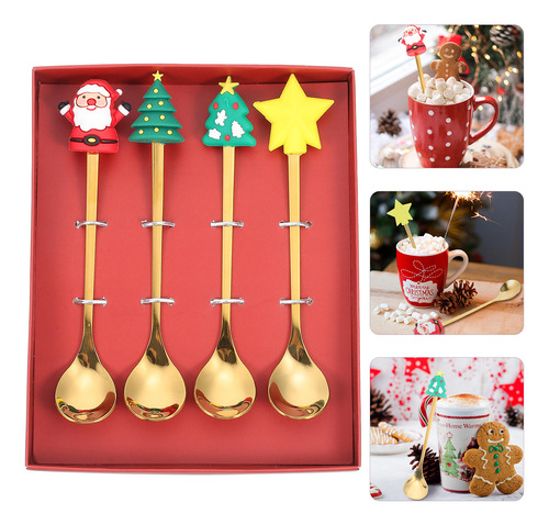 Juego De Cucharas Navideñas Para Servir Café