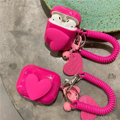 Capa Protetora Giratória Para AirPods Com Design De Coração