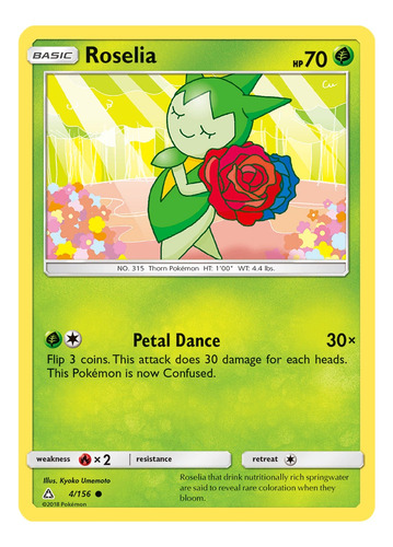 Cartas Pokemon Roselia 4/156 Ultra Prism Upr (Usado)