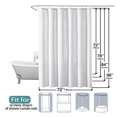 Cortina De Ducha Blanca Extra Larga 180 X 240 Cm
