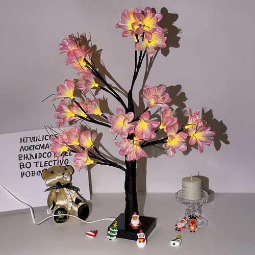 Lámpara De Mesa Árbol Bonsái CM-TOP 48 Led Luz Noche Flor Cerezo Decorativa 57cm