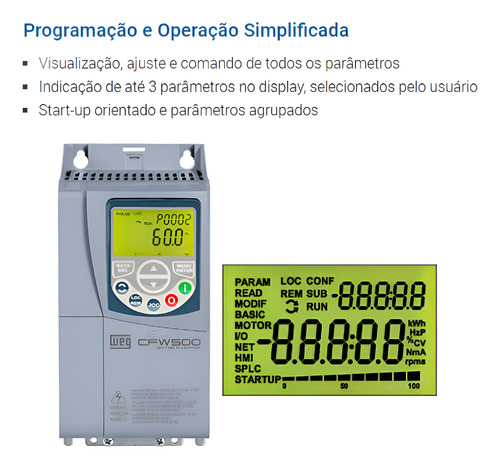 Inversor De Frequência Weg Cfw500 5cv Trifásico 16a