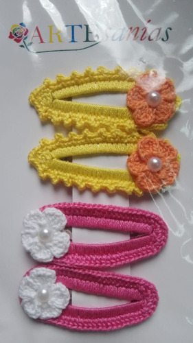 Hebillas Crochet Hilo Artesanías X 4 Unidades