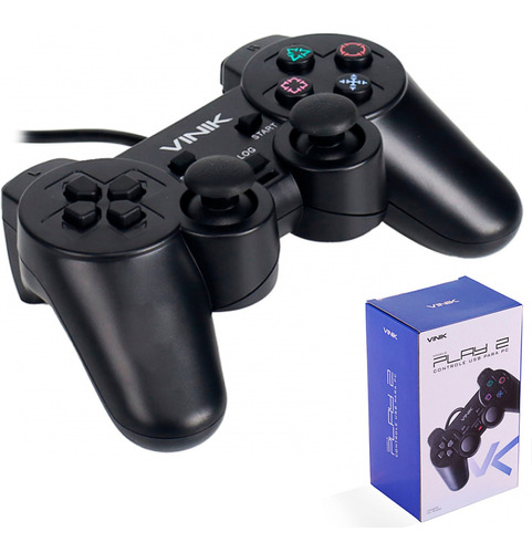 Controle Para Pc Com Fio Usb Modelo Play 2 Preto Vinik