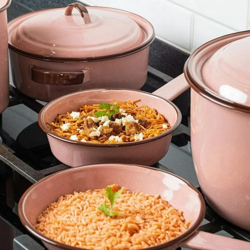 Batería De Cocina Cinsa Peltre De 11 Piezas Rosa Pétalo