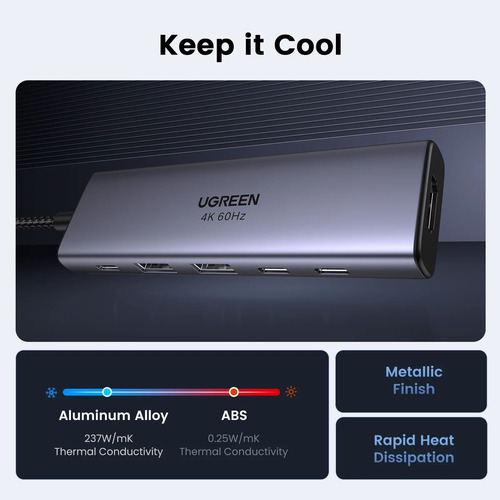 Hub Ugreen 6 Em 1 Usb-c P/ 1 Hdmi, 2 Usb A, 3 Usb C 4k 10gbp