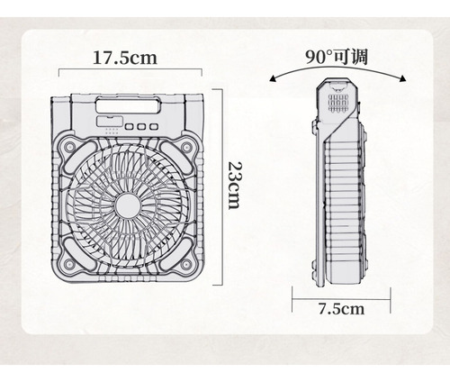 Ventilador Portátil Recargable Solar Para Campamento