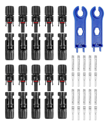 20 Conector Solar 10 Awg Llave Par Panel Impermeable Para