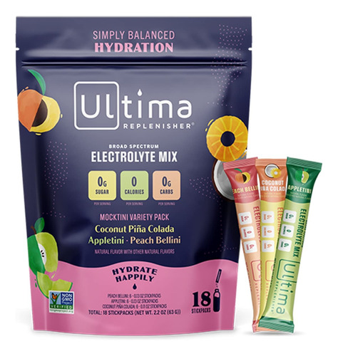 Ultima Replenisher, Bebida Con Electrolitos, 18pqs, Mocktini