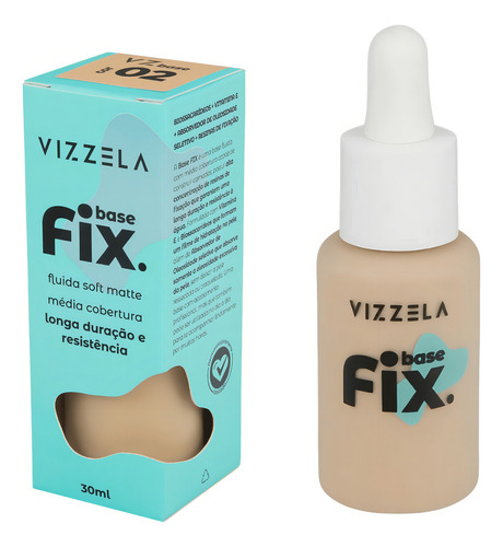 Base de maquiagem líquida Vizzela Fix Base Líquida Fix Base Líquida Fix - Vizzela tom cor 2 - 30mL
