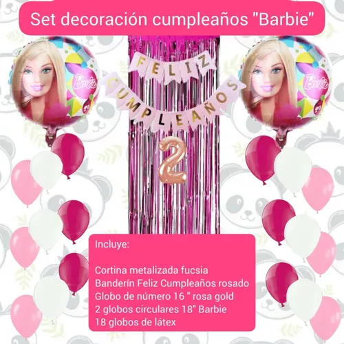 Set De Decoración Cumpleaños Barbie Niñas Globos