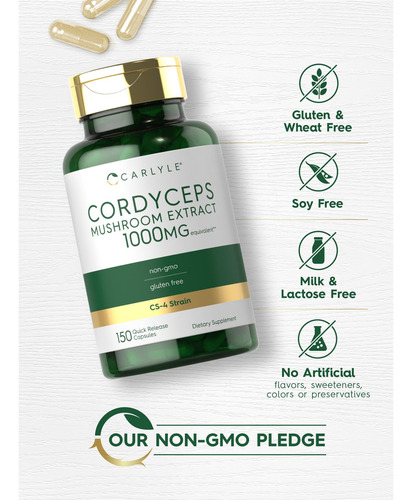 Supplement Carlyle Cordyceps Mushroom Extract 1000mg 150 Cap