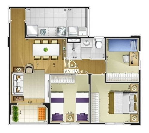 Apartamento Em Condomínio Padrão Para Venda No Bairro Vila Carmem, 3 Dorm, 1 Vagas, 62 M - 8273