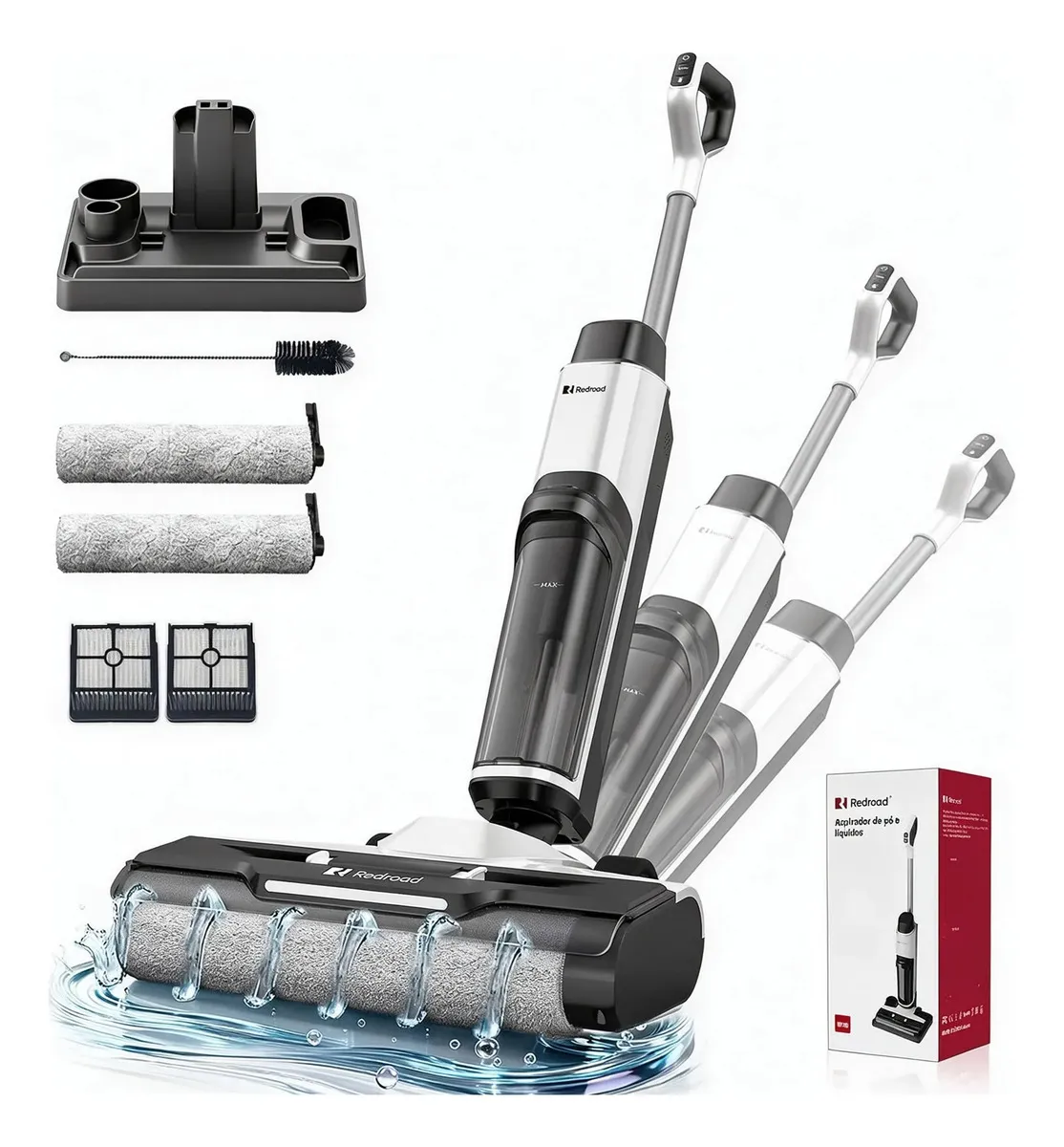 Aspirador De Pó Vertical e Sem Fio Redroad W15 Seco Úmido Aspirador Vertical Passapano 200W 910ml Branco