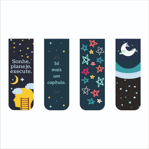 Imagem 1 de 5 de Kit 4 Marcadores De Páginas Magnéticos Exclusivos Estrelas