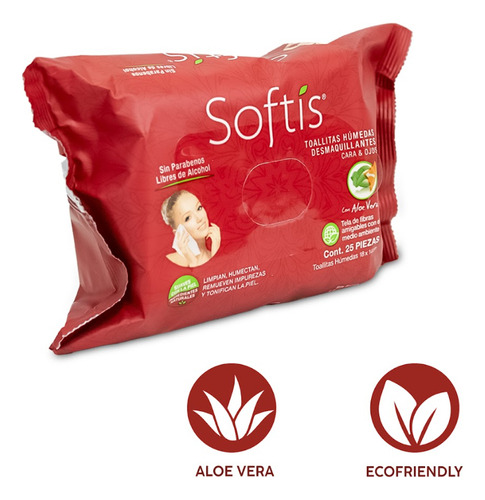 Toallitas Desmaquillantes Softis Aloe Vera 25 Piezas