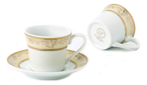 Juego De Tazas Y Platillos De Oro Para 6 Personas.