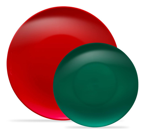 Juego De Platos Descartables Plasticpro 16 Rojos Y 16 Verdes