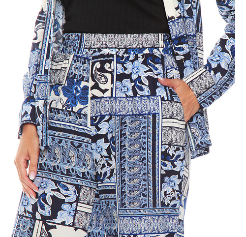 Pantalon De Lino Wados Estampado Con Cintura Elasticada