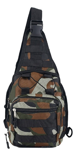 Morral Cruzado Tactico Tipo Militar C/ Sistema Molle Liviano Color Verde Camuflado