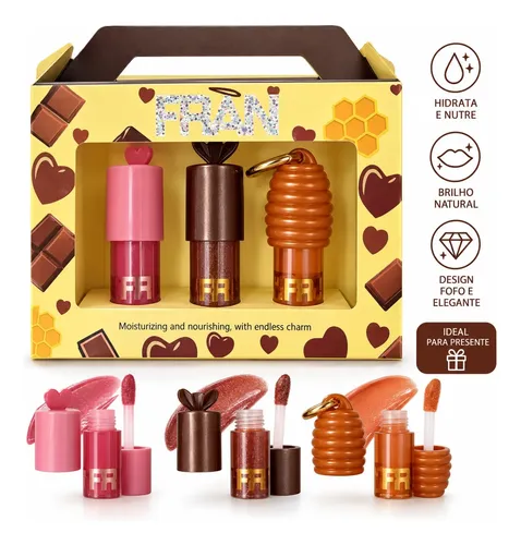 Fran Kit 3 Lip Oil Fran Gloss Labial Hidratante Brilho E Nutrição Multi Colorido