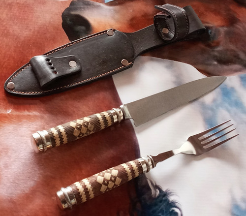 Cuchillo/tenedor Inoxidable C/tejido Tiento Alpaca 14c Vaina