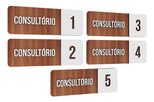 Kit 5 Placas Sinalização Mdf Consultório Fisioterapia 