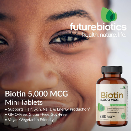 Futurebiotics Biotin 5000 Mcg Apoia Cabelos, Pele, Unhas E P