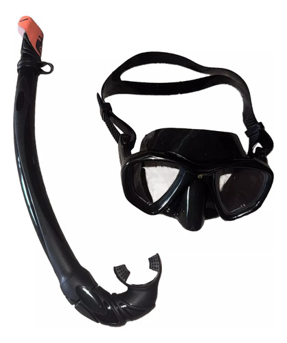 Kit Máscara Taipan+snorkel Suspiro Cobra Flex Silicone Preto