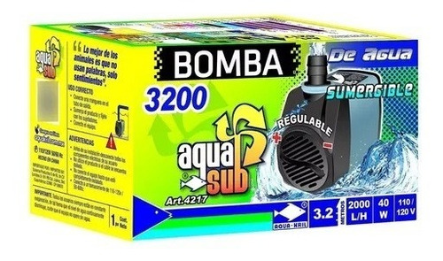 Bomba De Agua Sumergible 2000l/h 3.2m Fuente Muro Estanque