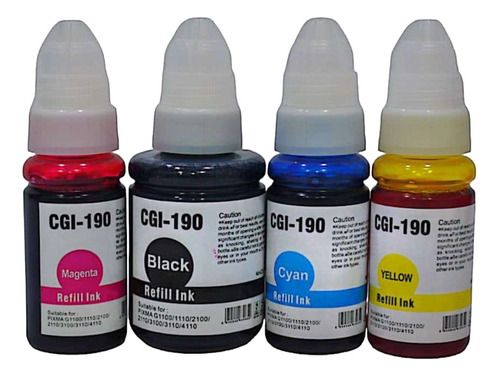 Set 4 Botella Tinta Compatible Gi190 G3000 G3110 G4100 G4110