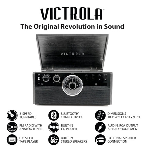 Tocadiscos 6 En 1 Victrola Empire Mid-century Con Bluetooth
