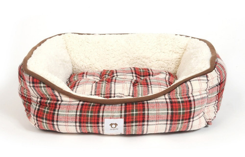 Cama Para Perro Doguiz Color Rojo Cuadro Escoces 47x37x17 Cm