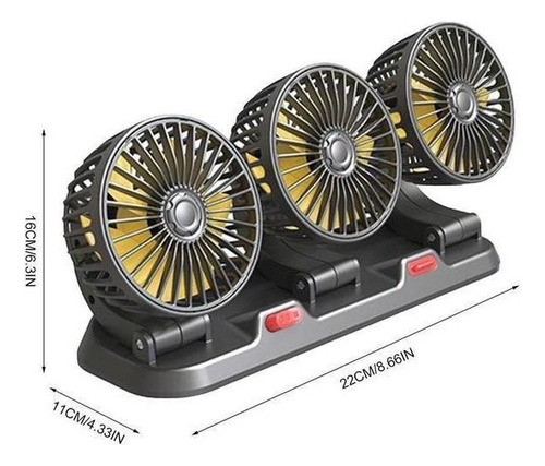 Ventilador De Refrigeración De Coche De 3 Cabezales Con 12v