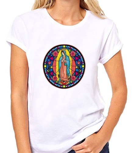 Remera De Mujer Virgen De Guadalupe Circulo Religion