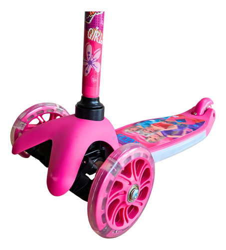 Patinete Barbie Menina Com 2 Rodas Na Frente Luz E Música Cor Rosa-chiclete