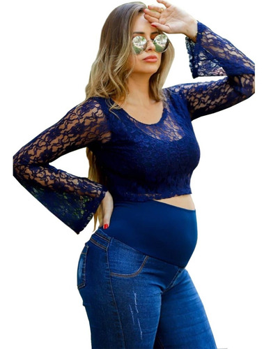 Imagem 6 de 7 de Calça Jeans Gestante Gravida Skinny Slim Com Lycra P Ao Gg