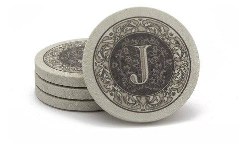 Juego De Posavasos Monograma Letra A En Color Marrón