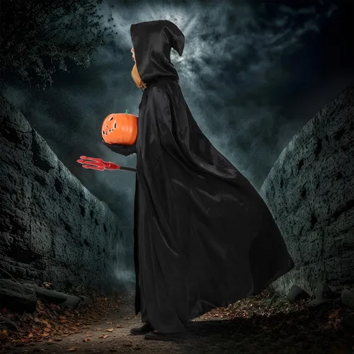 Disfraz Halloween Mujer, 150cm Brujia Capa Con Capucha, Disfraz Peste Negra Para Adultos Para Fiesta De Disfraces Medieval De Carnaval De Halloween Y