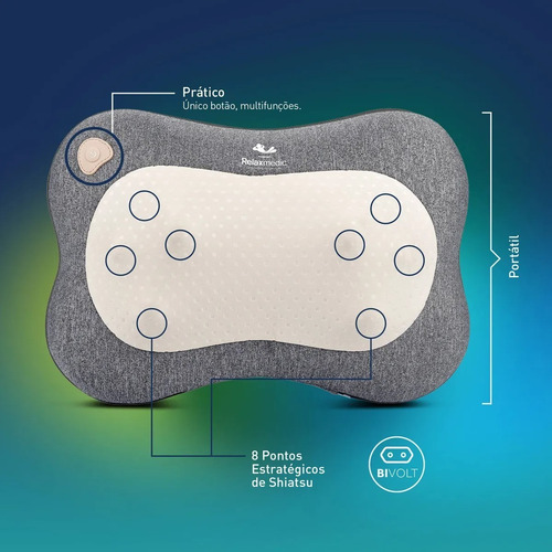 Imagem 6 de 6 de Almofada Massageadora Shiatsu Aquecimento Smart Relaxmedic