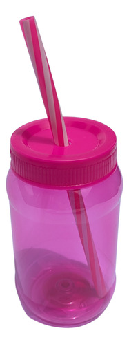 100 Vasos De Fiesta Neón Con Tapa Popote Cilindros Reusables Rosa Chicle