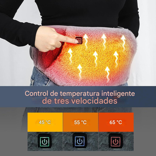 Faja Termica Calentador Usb Cintura Manos Termico Corderito Gris