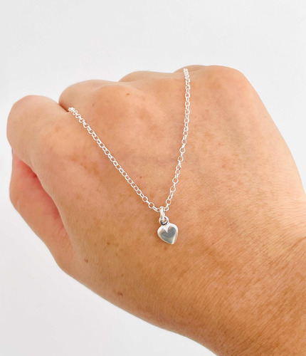 Imagen 5 de 8 de Tobillera 23 Cm Con Dije Corazón Y Cubics De Plata 925.