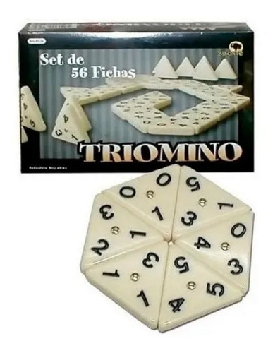 Imagen 5 de 9 de Triomino Juego De Mesa Domino Triangular De Viaje Bisonte