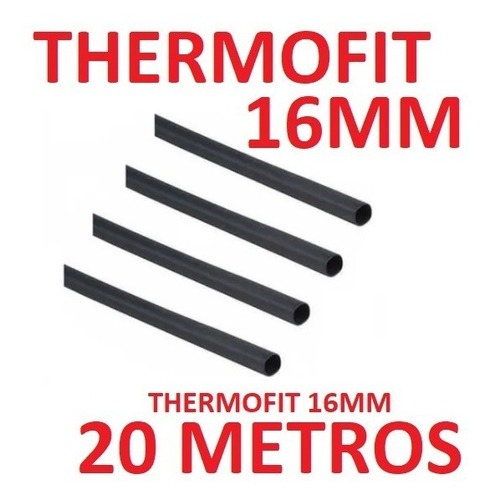 20 Metros De Thermofit Termocontractil 16mm Negro