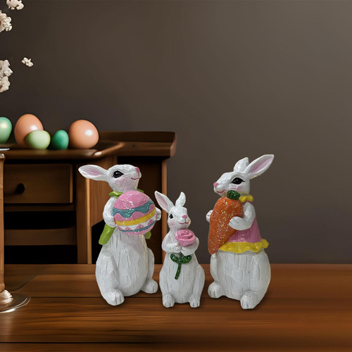 3 Estatuas De Conejo, Decoraciones De Pascua, Figuritas De